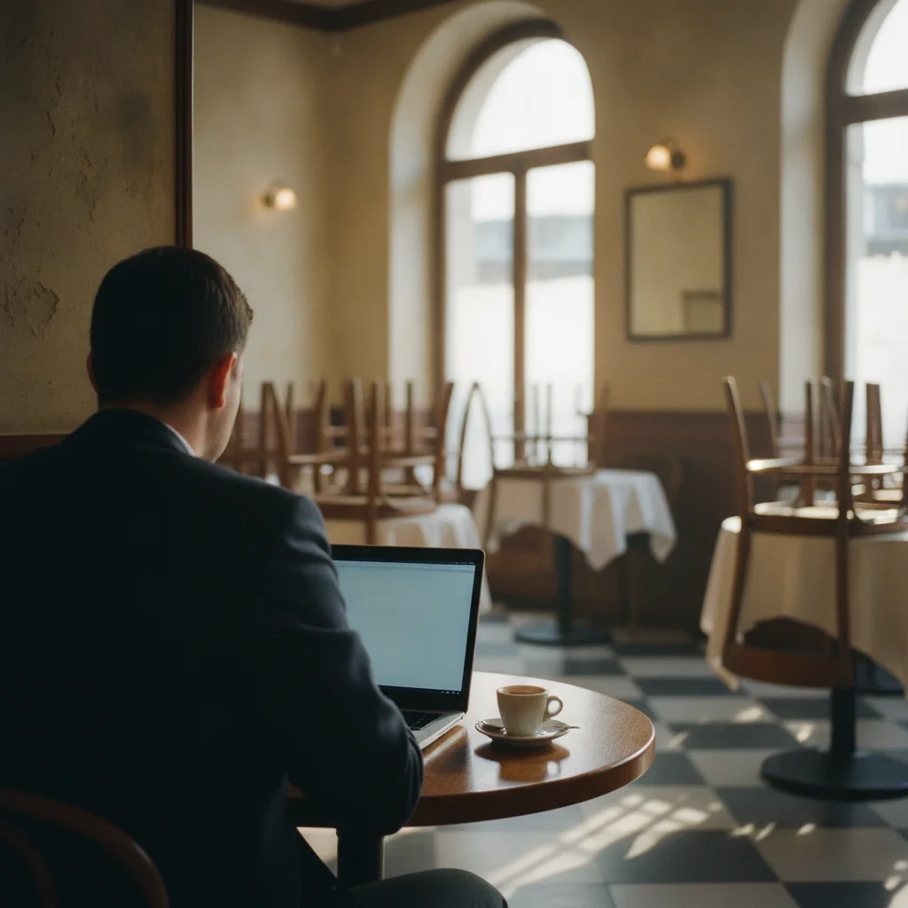 Menedżerka restauracji planuje zmiany na laptopie
